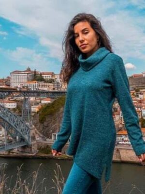 Camisola de gola alta com brilho
