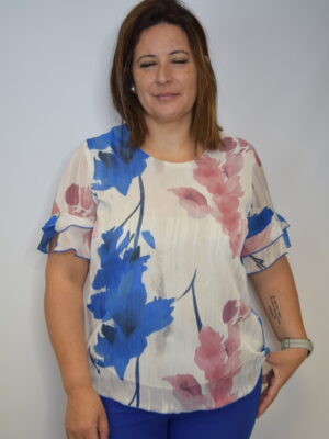 Blusa manga folhos
